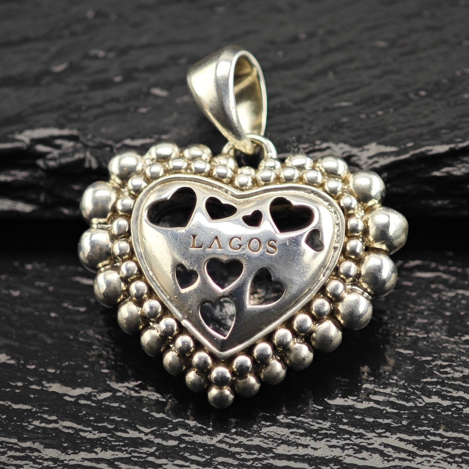 Lagos Reversible Bubble Heart Pendant Sterling Silver
