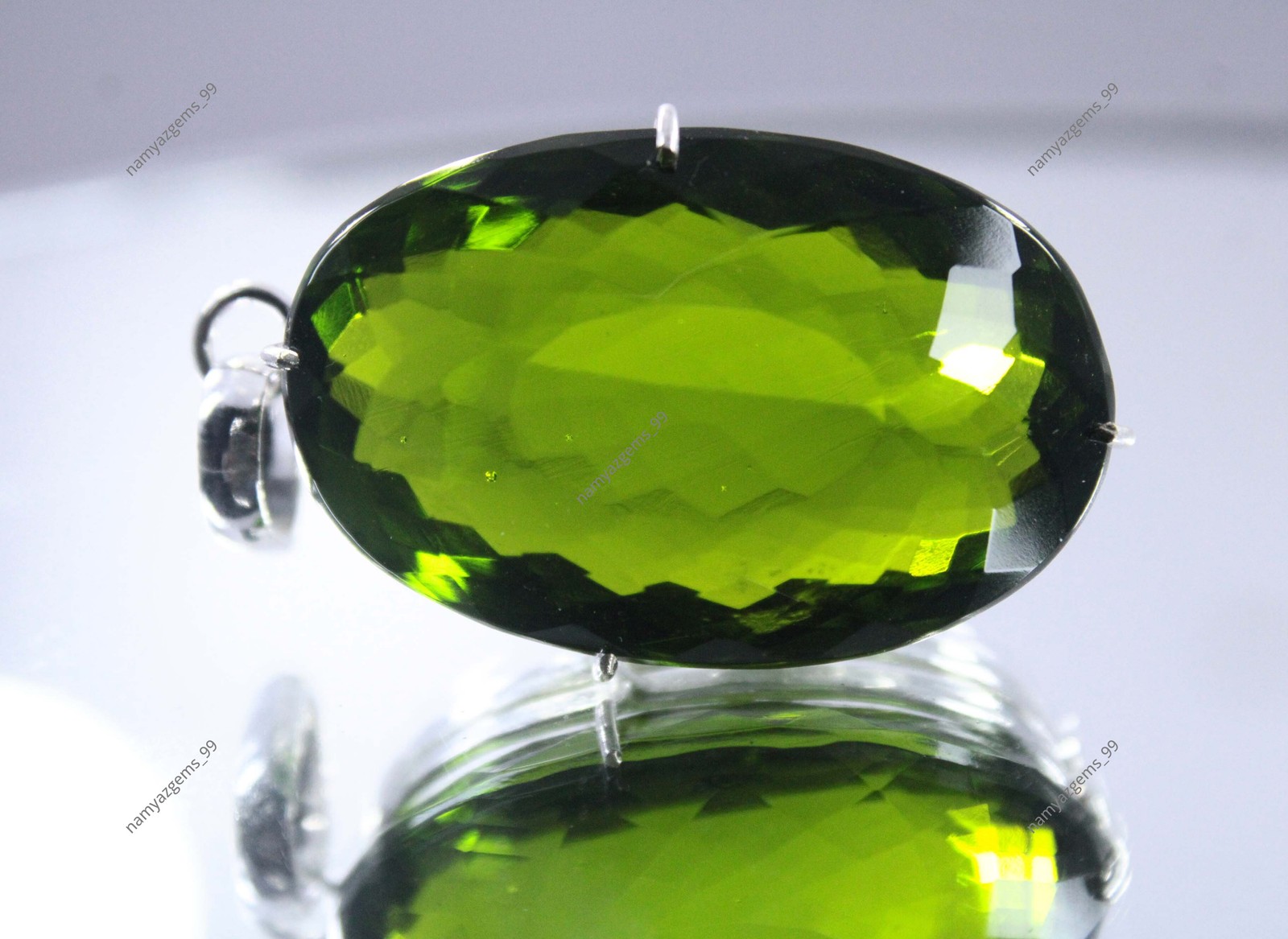 87.50 Ct Natural Peridot 925 Solid Silver Pendant Oval Cut Gemstone