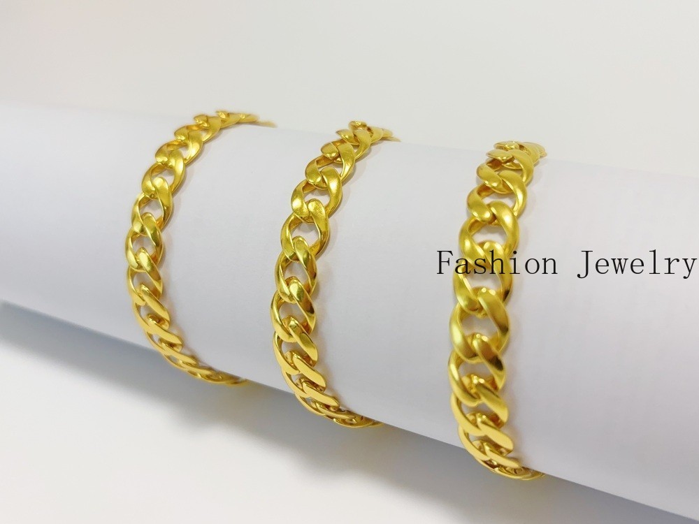 18K Solid Yellow Gold 10mm Curb Cuban Link Chain Necklace Bracelet 26″ Polished