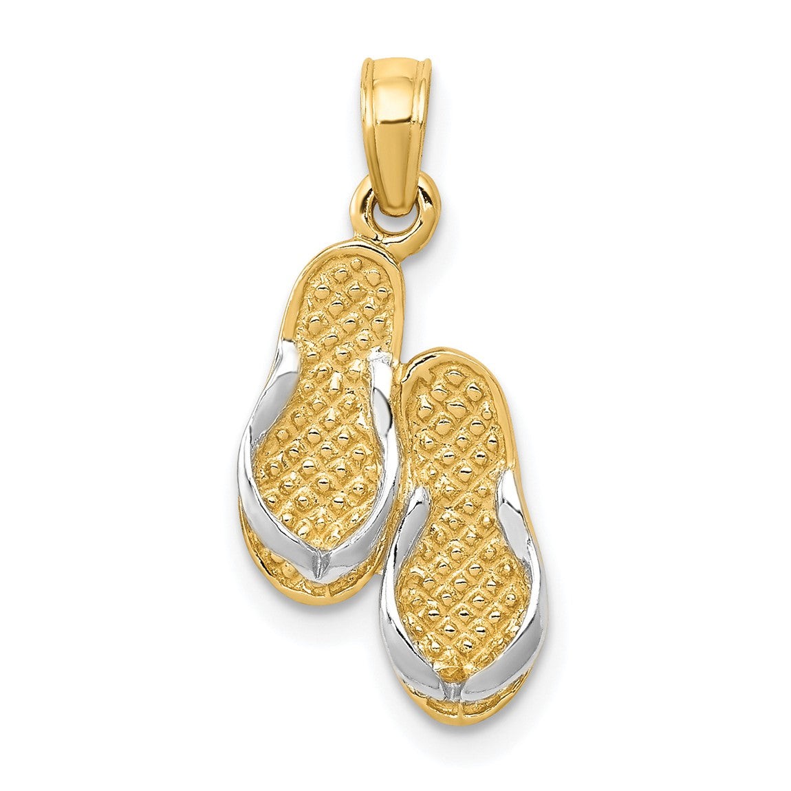 14k Yellow Gold And Rhodium Solid Polished Sandals Pendant