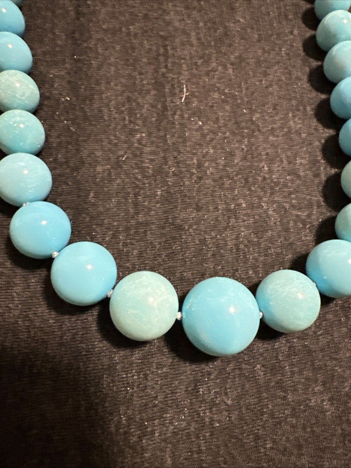 14k Yellow Gold and Graduated Turquoise Beaded Single Strand Necklace