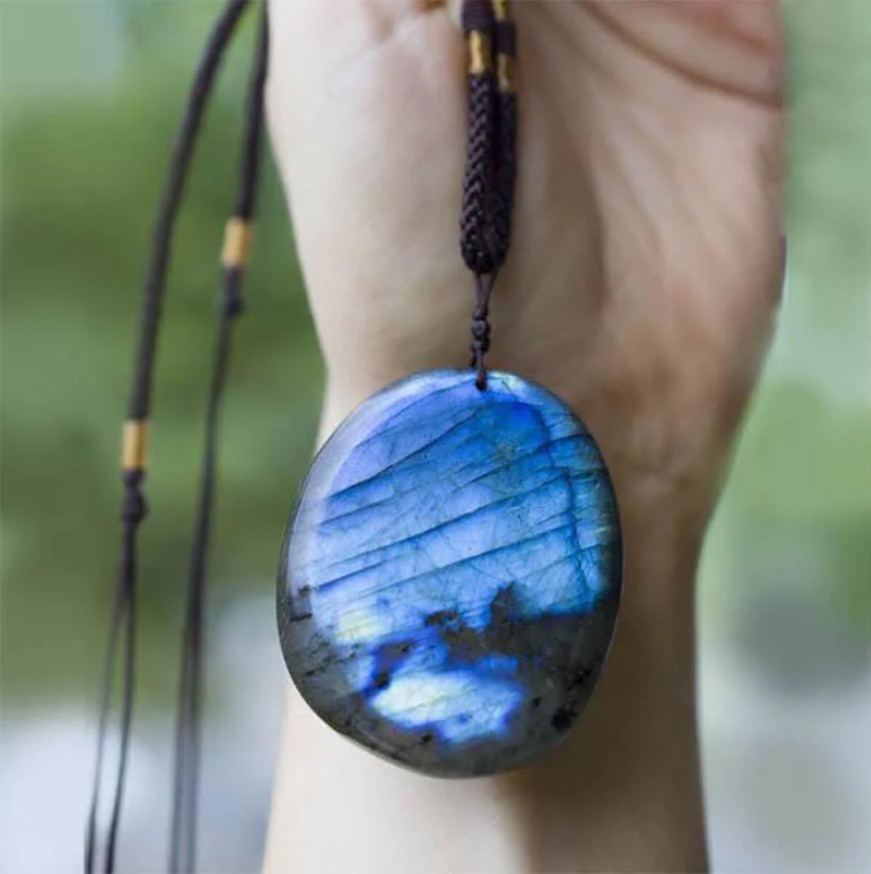 Labradorite Crystal Pendant Necklace for Healing Strength Gift for Him/Her