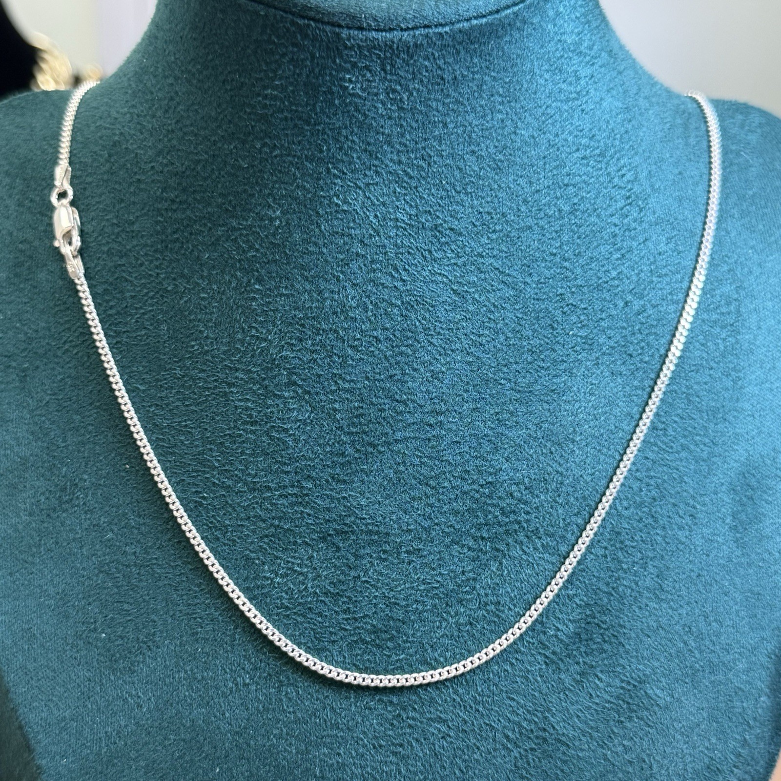 Solid 925 Italy Sterling Silver 22” 1.7mm Micro Cuban Chain
