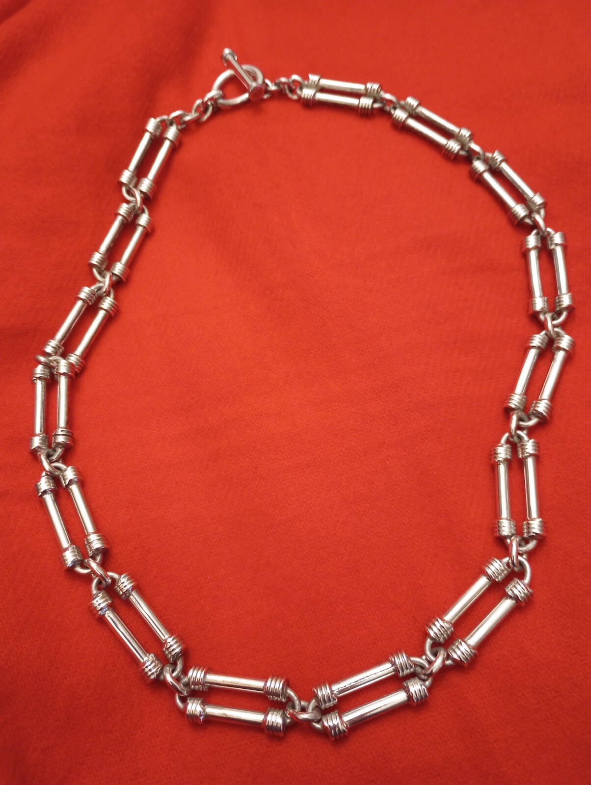 Quality .925 Mexico Silver 20″ Bar Link Chain Toggle Clasp Necklace 113gm (4oz!)