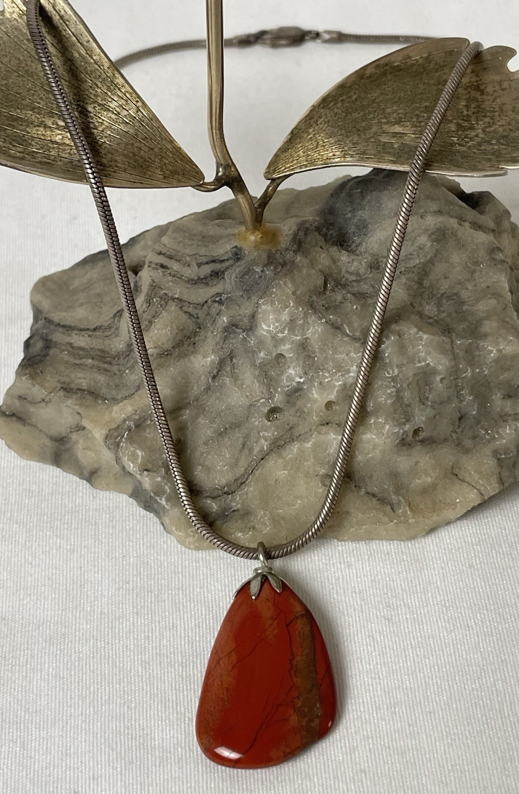 Vtg 925 Sterling Silver Tourmaline Pendant Necklace 18” Snake Chain AGI Italy