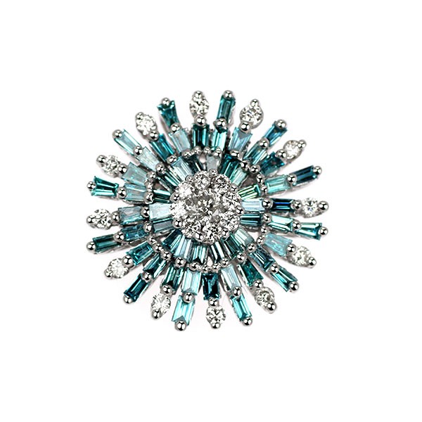 K18WG Treat Ice Blue/Collarless Diamond Pendant Top 0.58ct – Auth free shipping