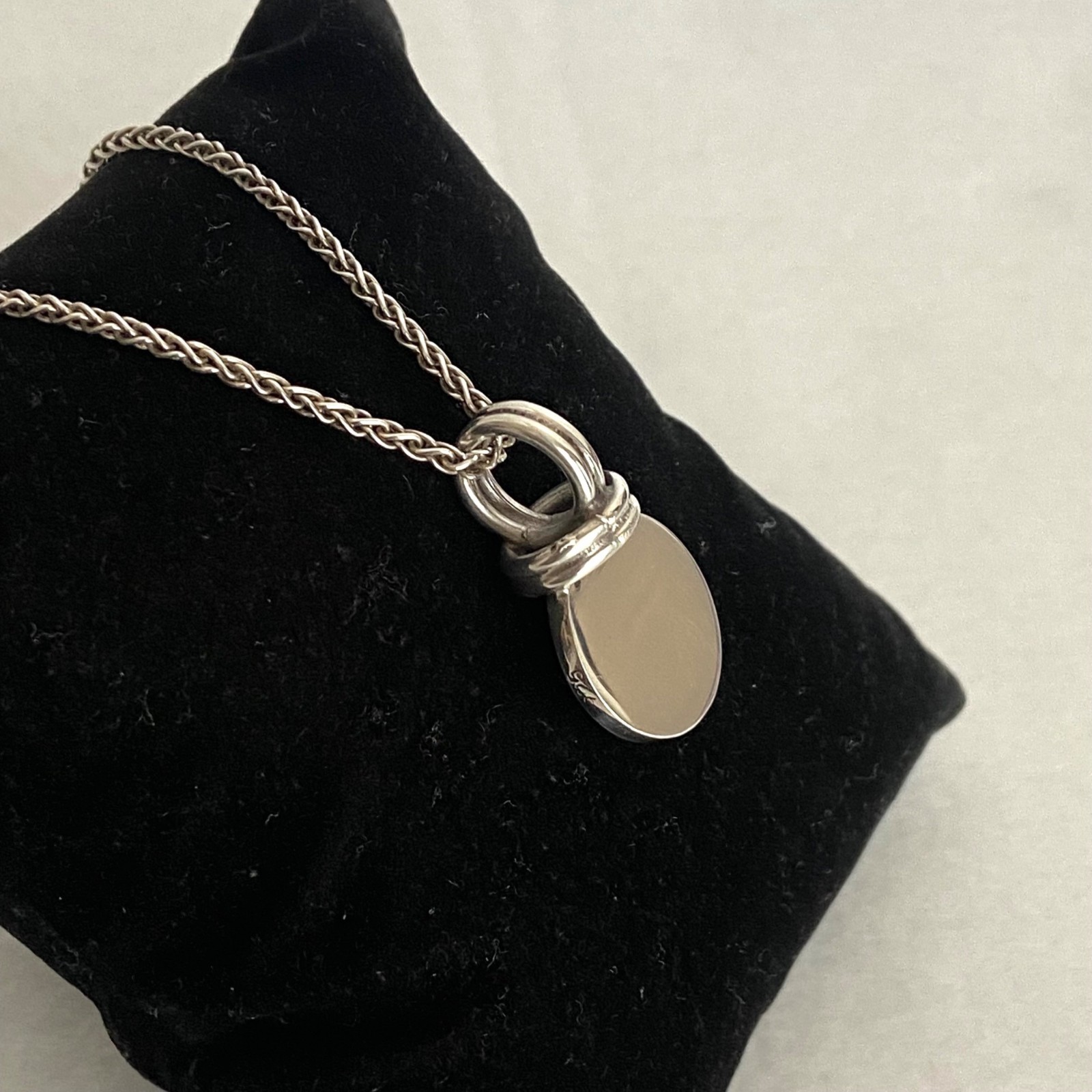 Sterling Silver 925 Blank Engraveable Round Disc Pendant Necklace Foxtail Chain