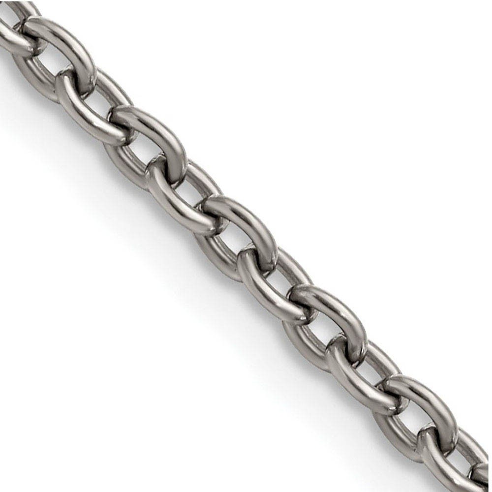 3.5mm Dark Gray Titanium Classic Polished Cable Chain Necklace