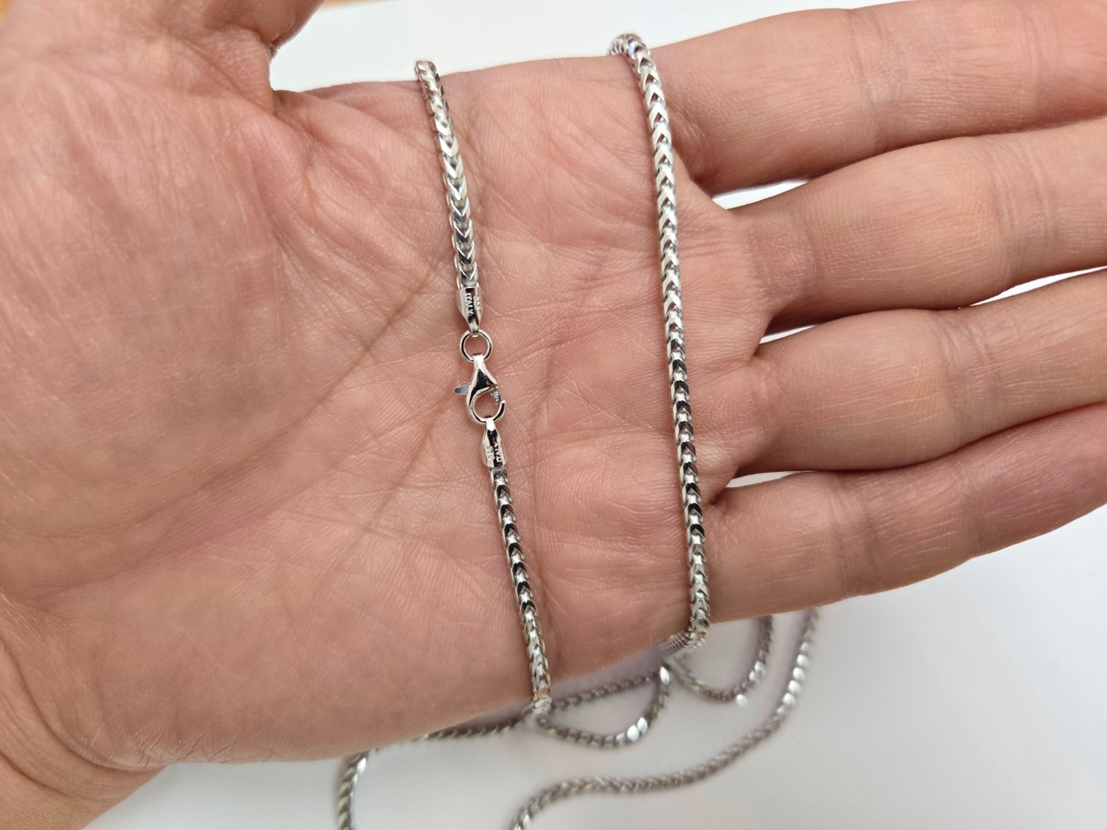 925 Sterling Silver Rhodium Finish Thin Franco Chain Necklace 2.5mm 32″ to 36″