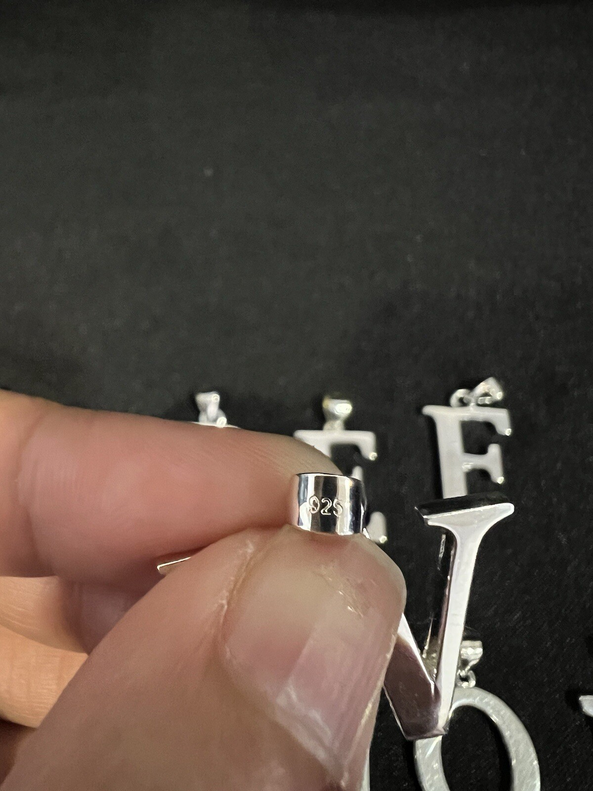 925 Sterling Silver Initial A B C D E F G J L M R S T V Letter Pendant Charm