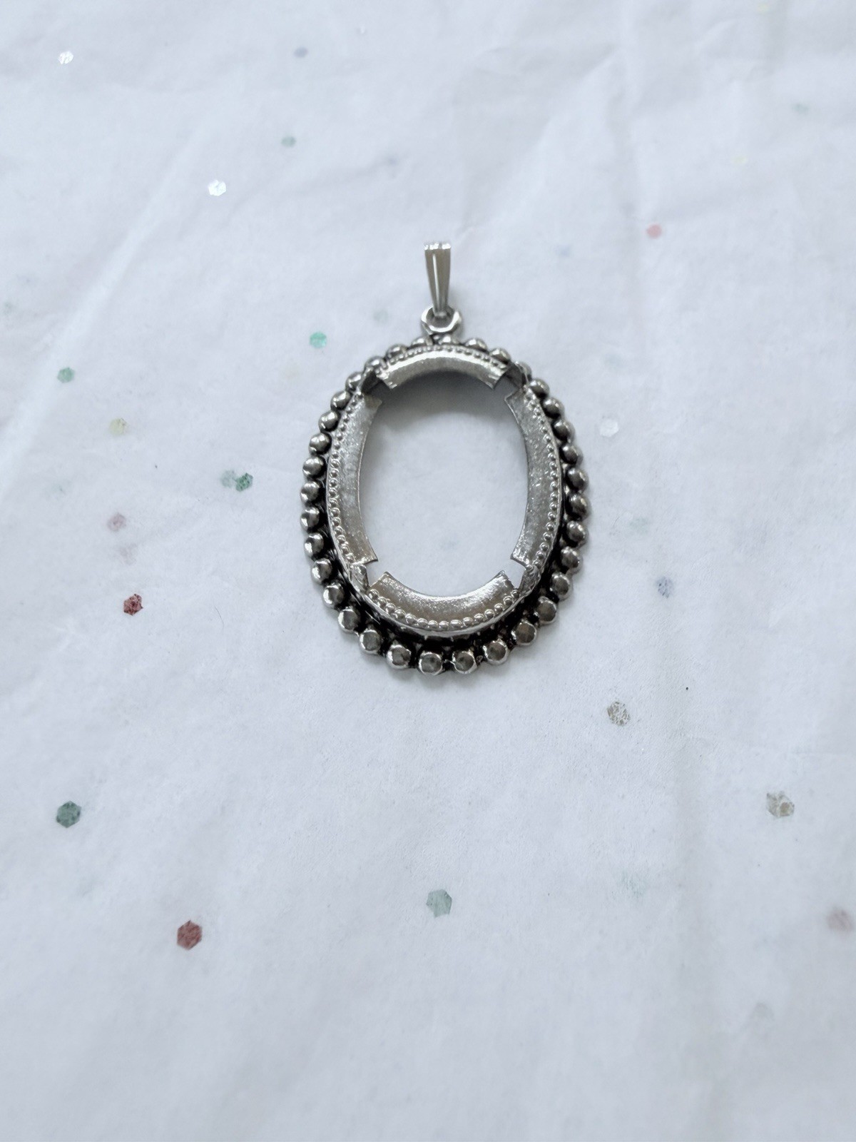 Sterling Silver Oval Cabochon Prong Pendant Mounting