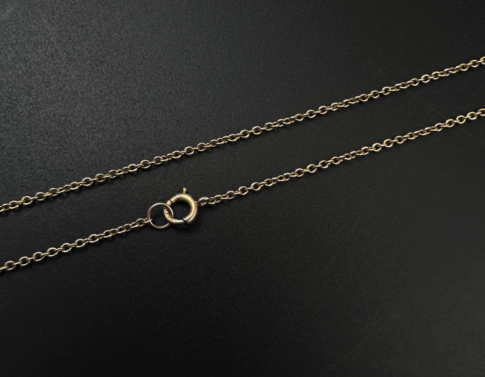 Vintage Solid 10K Yellow Gold Rolo Link Chain Necklace, 1.1mm, 15 3/8″