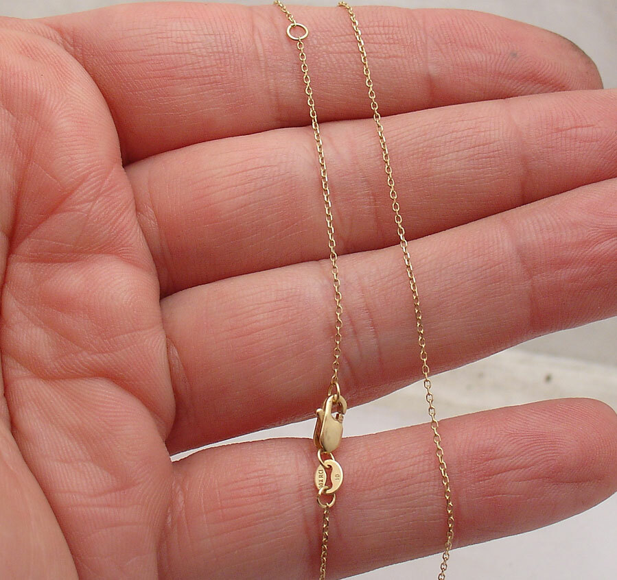 Extendable Rolo Oval Cable Chain Necklace Real Solid 10K Yellow Gold 16″ 18″
