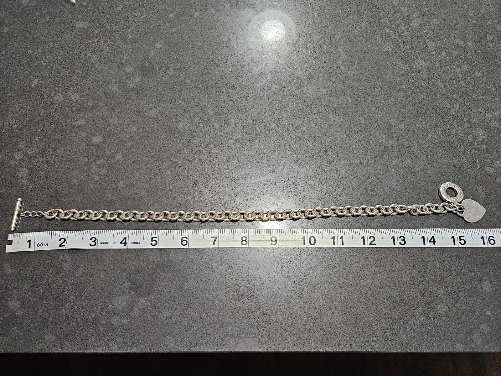Tiffany & Co Sterling Silver 925 Heart Tag 16″ Toggle Necklace. 75g