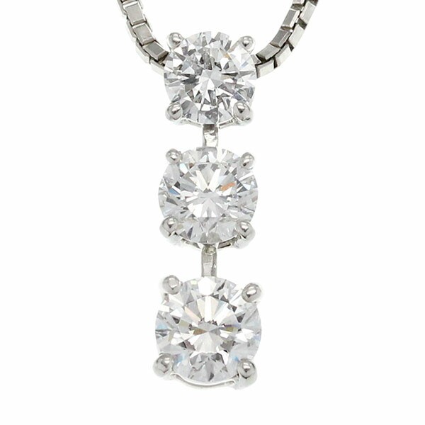 Platinum Diamond Slide Chain Necklace D1.219ct VS-2/VERY GOOD 45cm Pt900/850