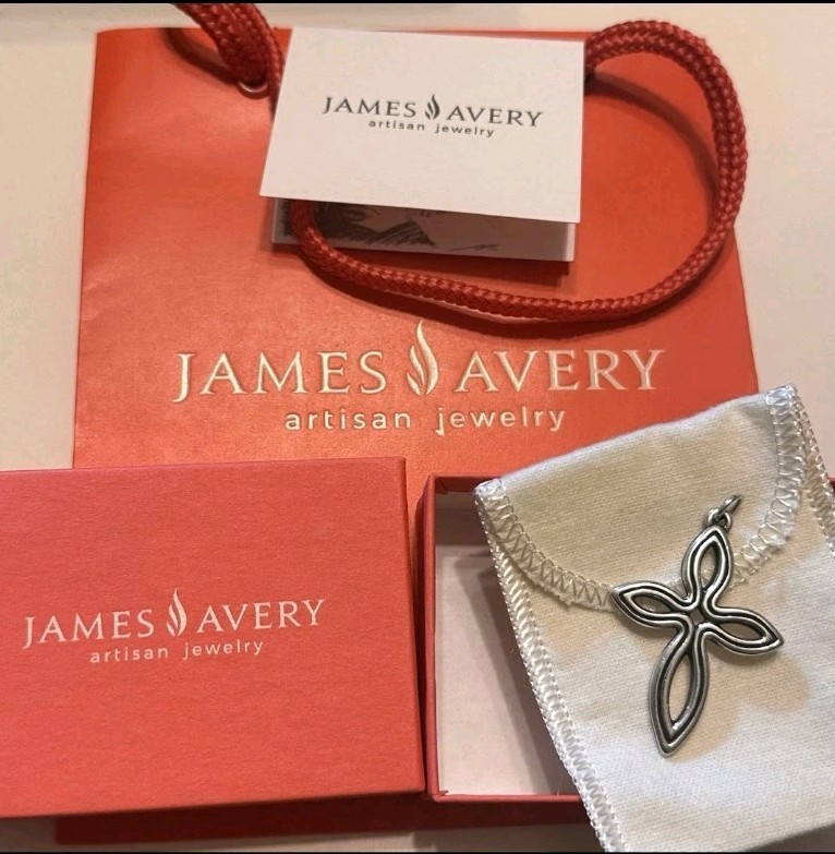 Retired James Avery Open Cross 925 Sterling Silver Pendant 1 7/8 in 9 Grams