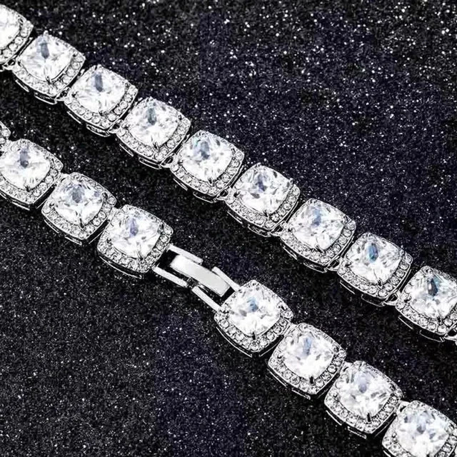 12Ct Round Cut Lab Created Diamond Men’s Tennis Necklace 14k White Gold Plated