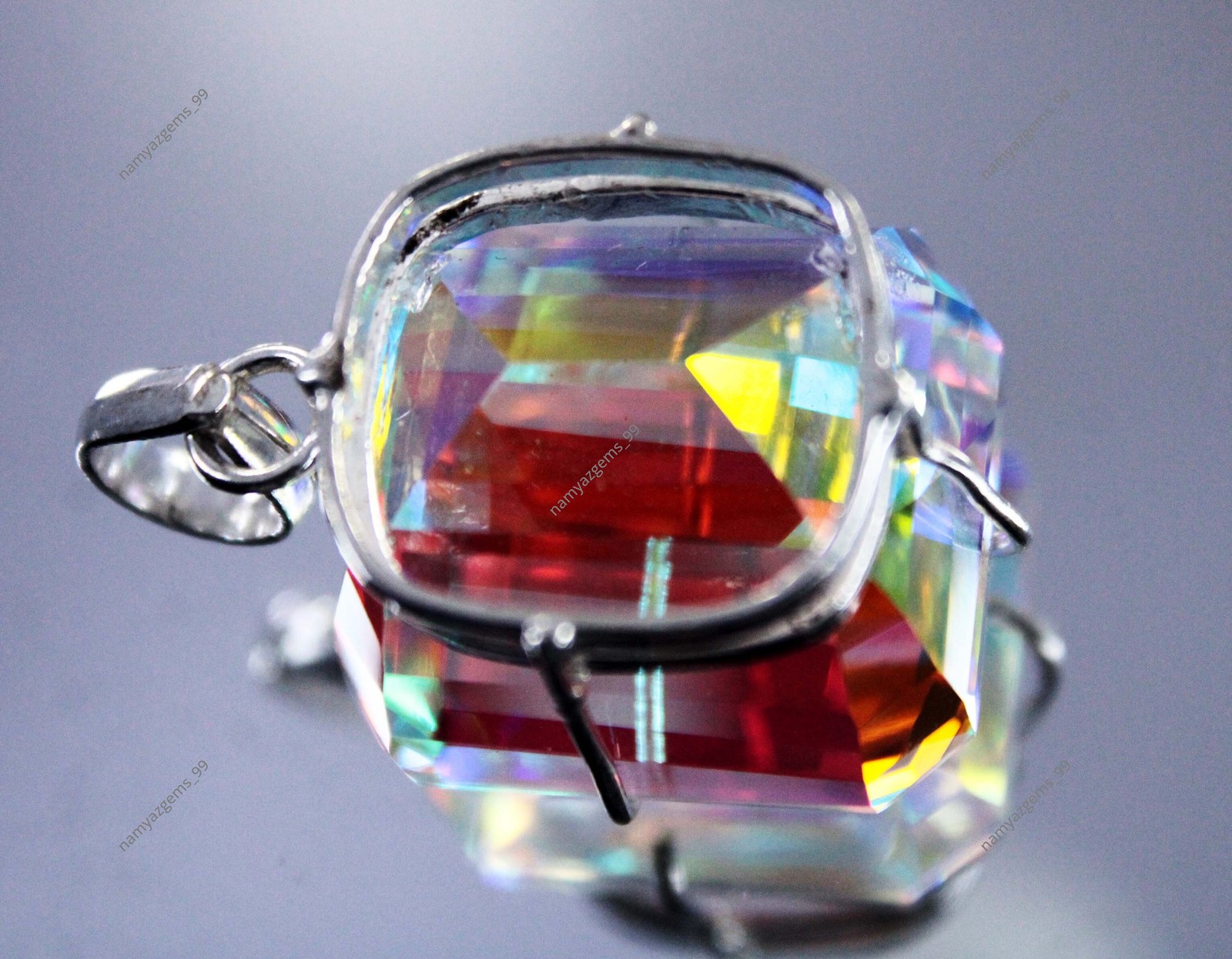 72.70 Ct+ Natural Rare Mystic Multi Color 925 Solid Silver Pendant Gemstone