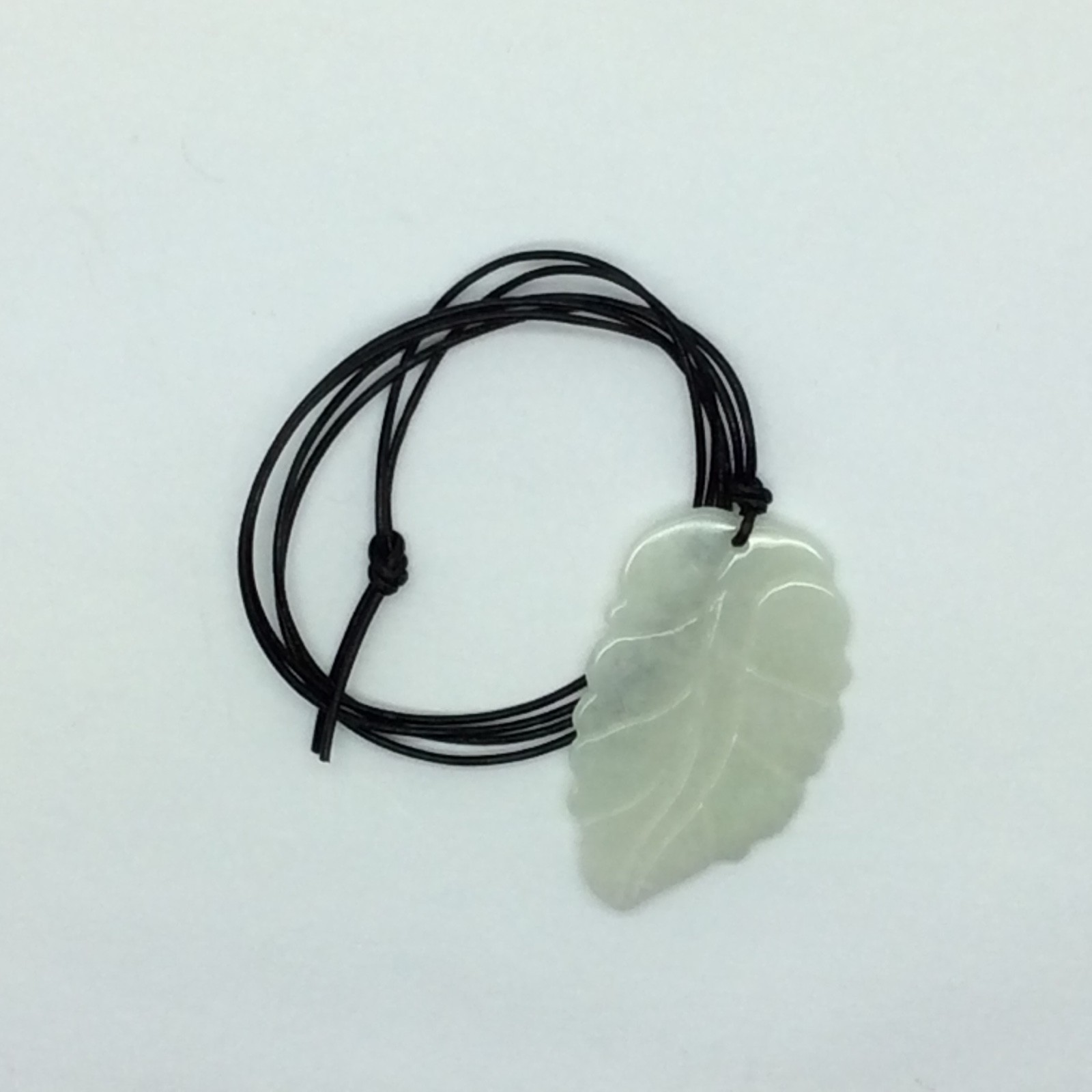 Burmese Jade Leaf Pendant Light Green Jadeite Jade Stone Necklace Burma Myanmar