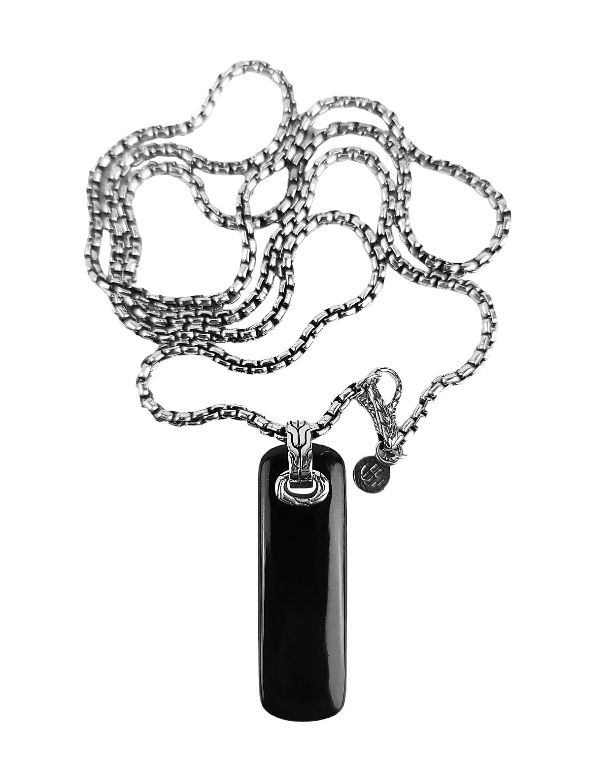 JOHN HARDY STERLING SILVER CLASSIC CHAIN 26″ ONYX PENDANT NECKLACE NEW BOX