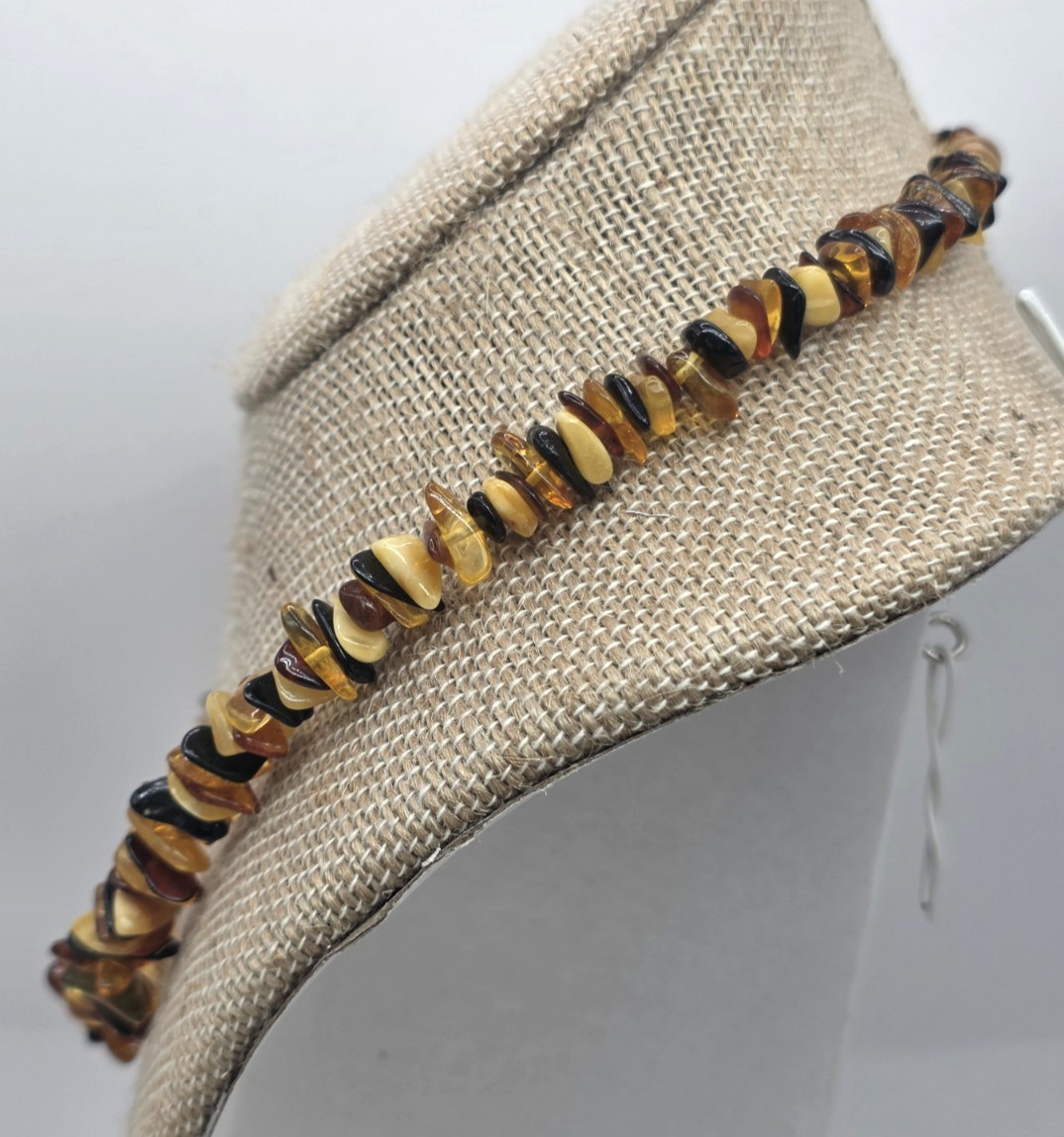 Natural Mixed Baltic Amber Butterscotch Nuggets Chips 18″ Beautiful Chocker NEW