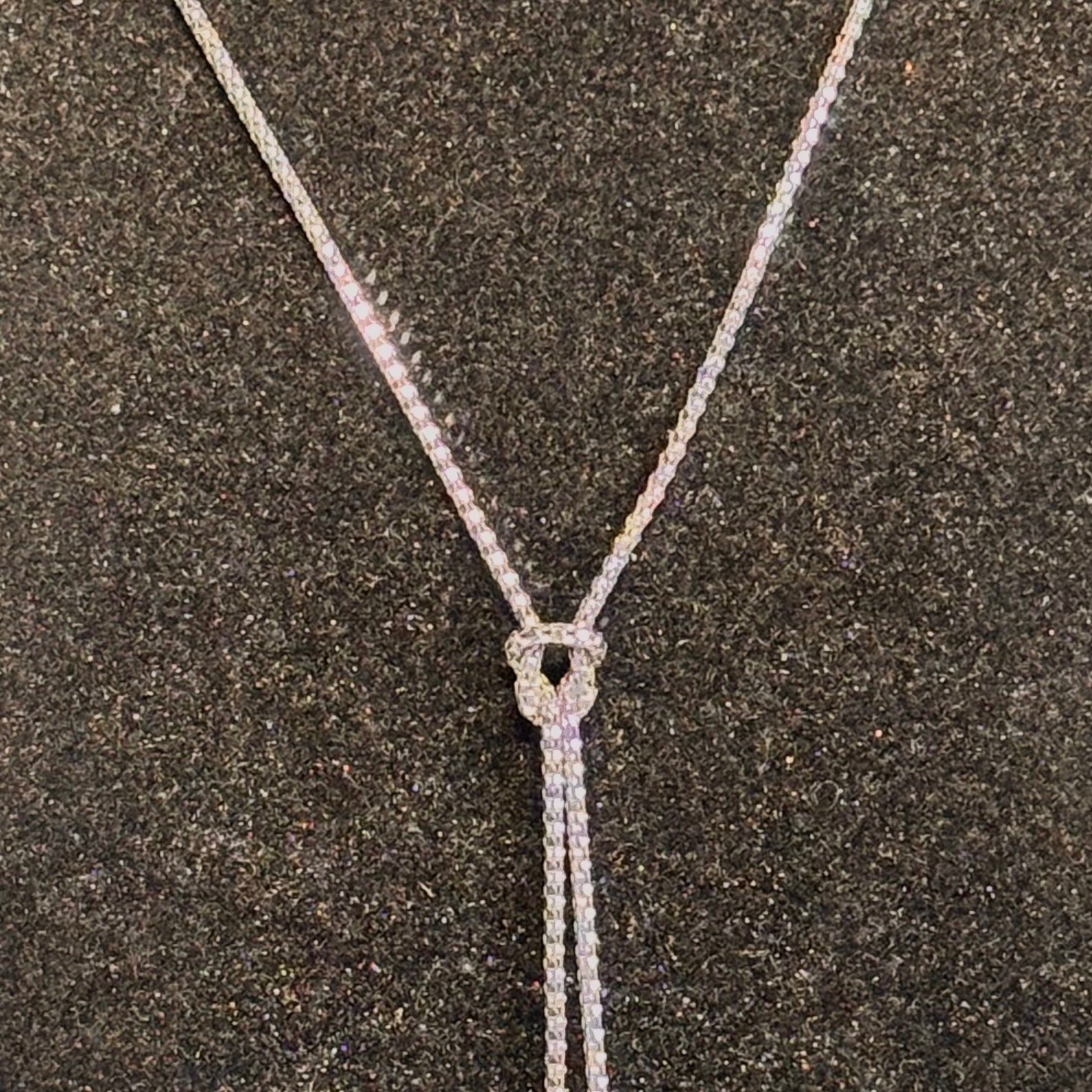 STERLING SILVER necklace two genuine black pearl Y drop tassels popcorn chain