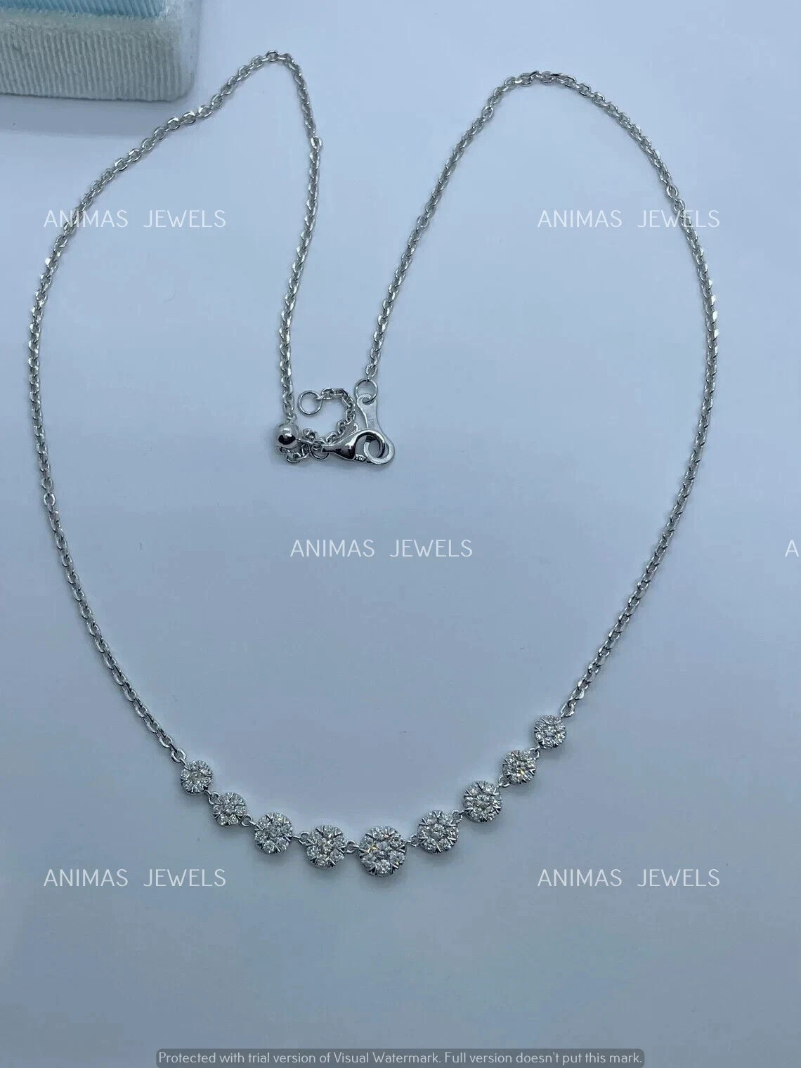 1 CT Round Real VVS1 Moissanite Choker Halo Women’s Necklace 925 Sterling Silver
