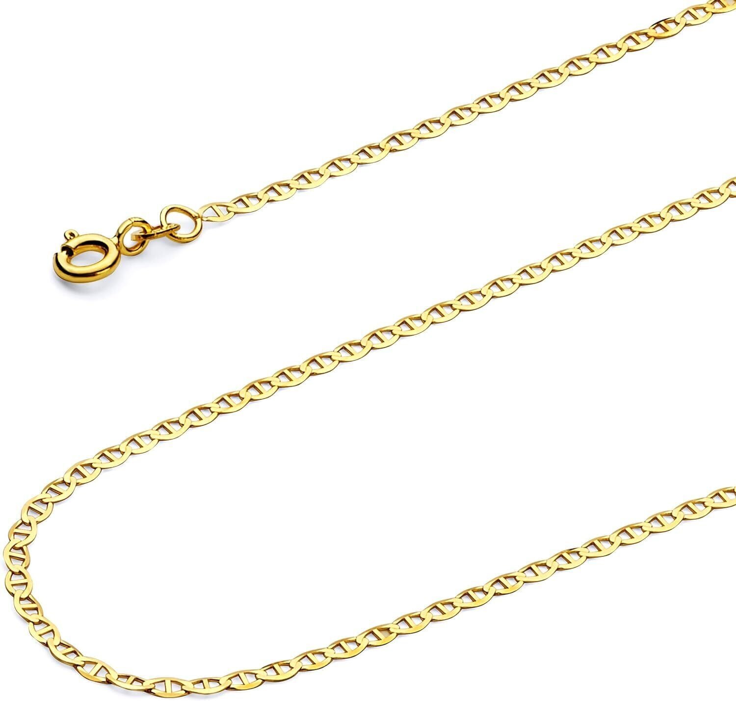 14K Solid Yellow Gold Chain Anchor LinkLink Chain Necklace – All Sizes