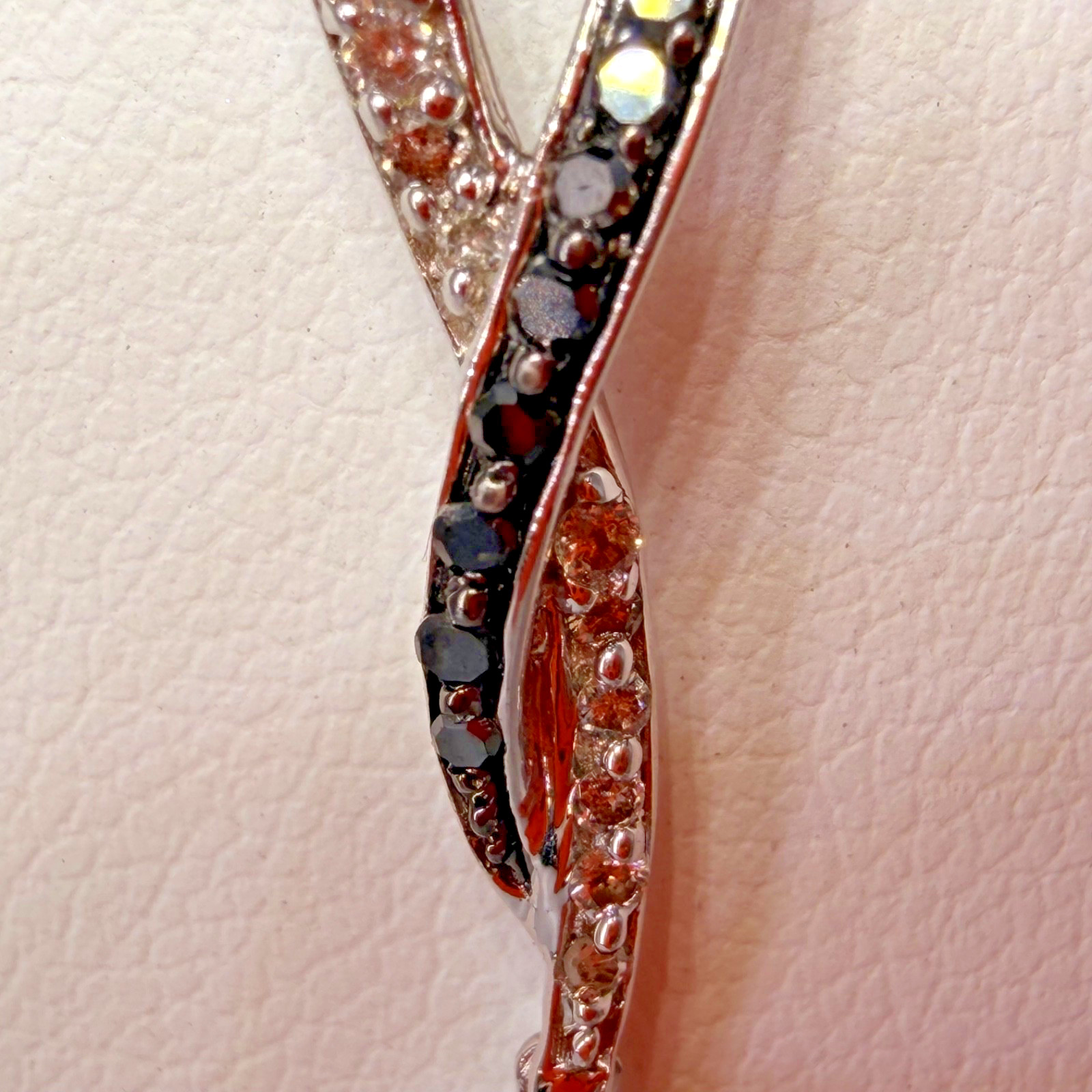 925 Sterling Silver Black & White Diamond Infinity Pendant Necklace 18″ TW 3.7g