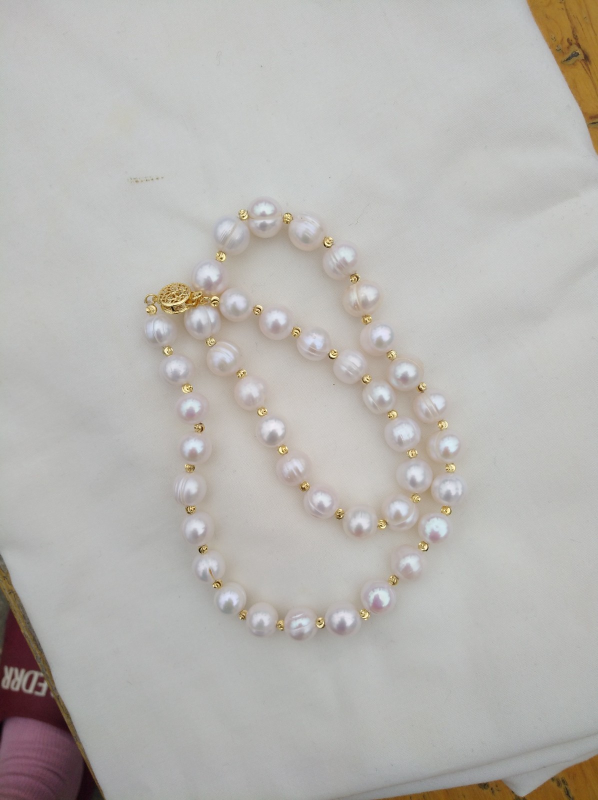 20 Inch Gorgeous Natural AAA 11-10mm South Sea White Pearl Necklace 14k Gold P
