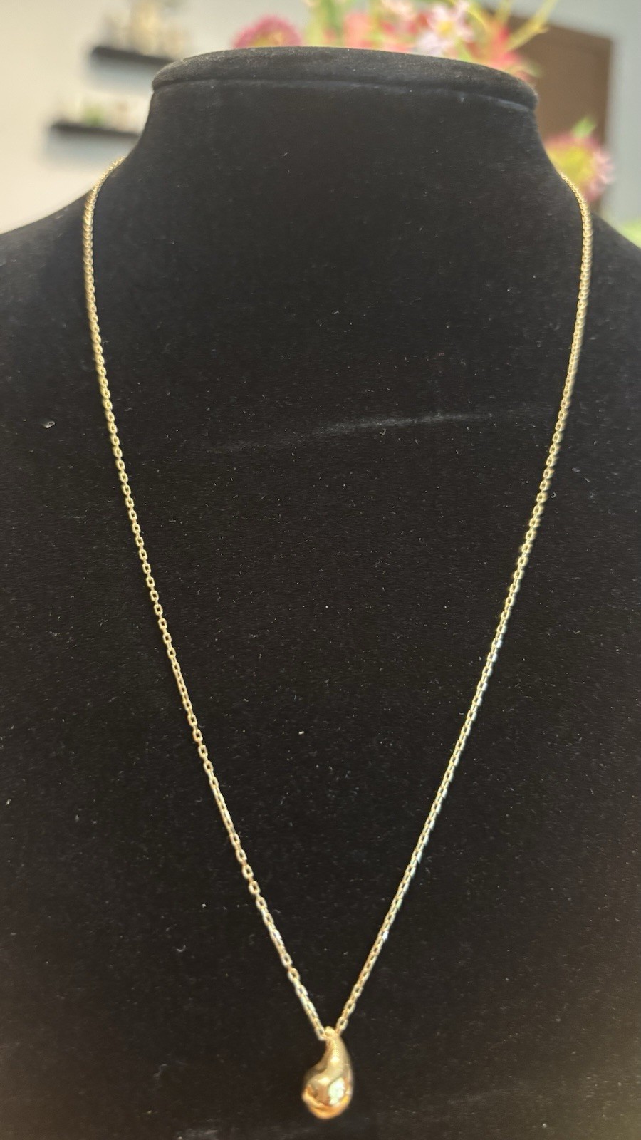 18k Real Gold Teardrop Pendant Necklace