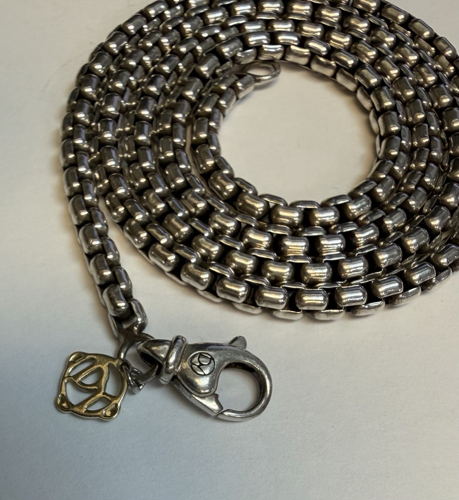 David Yurman Sterling Silver 20″ Box Chain Necklace Lobster Clasp 3.5mm Thick