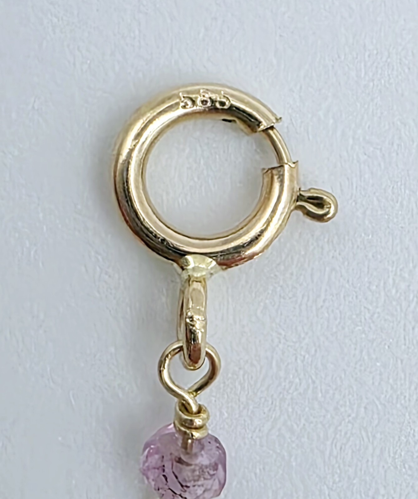 14K Solid Gold Natural Amethyst Necklace Dainty Purple Choker Stack Layer 585