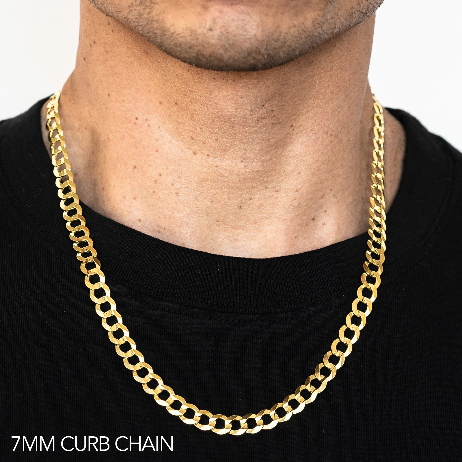 14k Yellow Gold 2mm-14mm Solid Curb Chain Necklace Bracelet Size 16″-30″