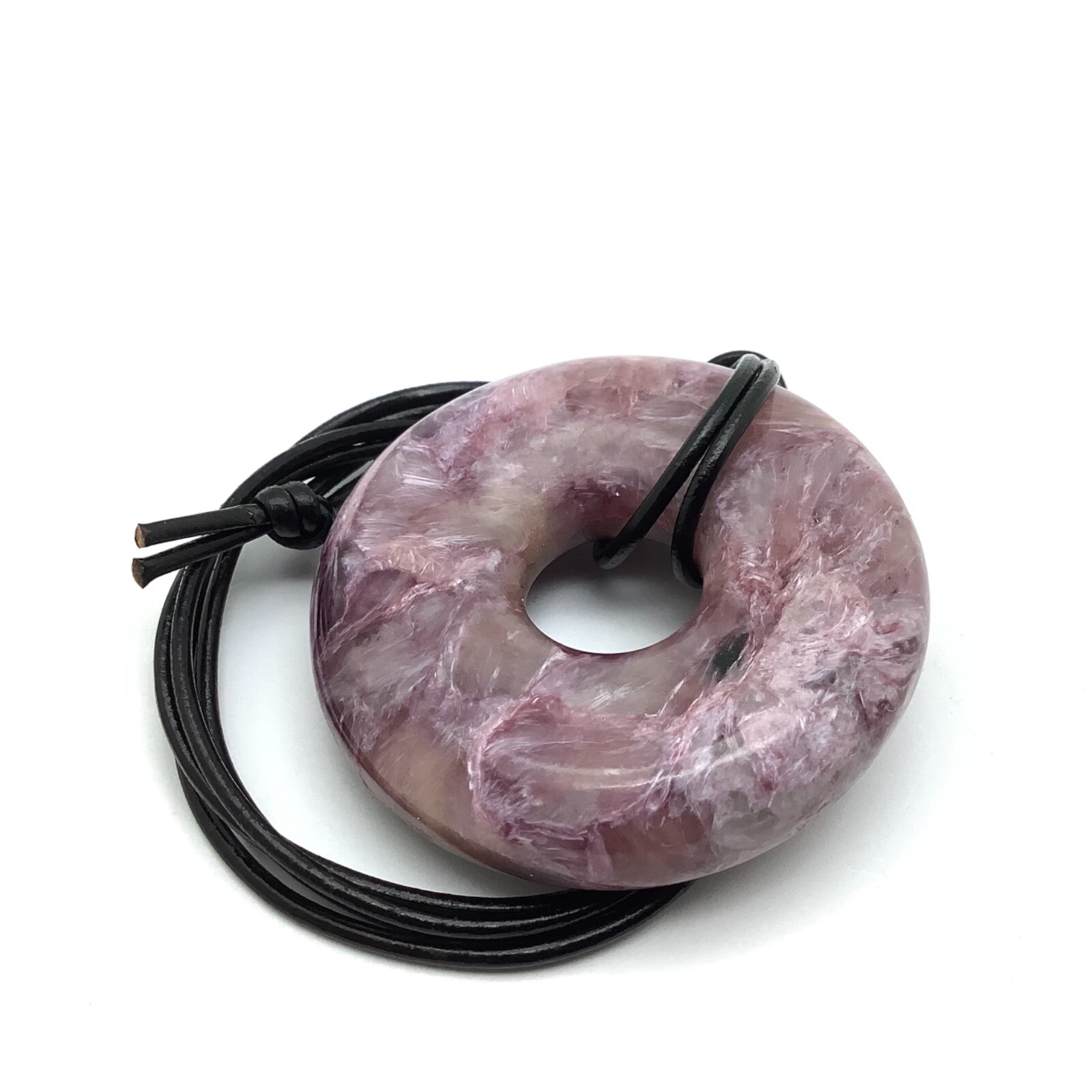 Siberian Charoite Pendant Large & Thick Purple Bi Disk Necklace Siberia 41 mm #8