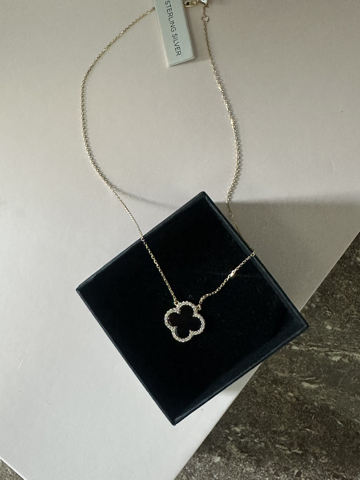 Black Clove Sterling Silver Necklace 16-18inches