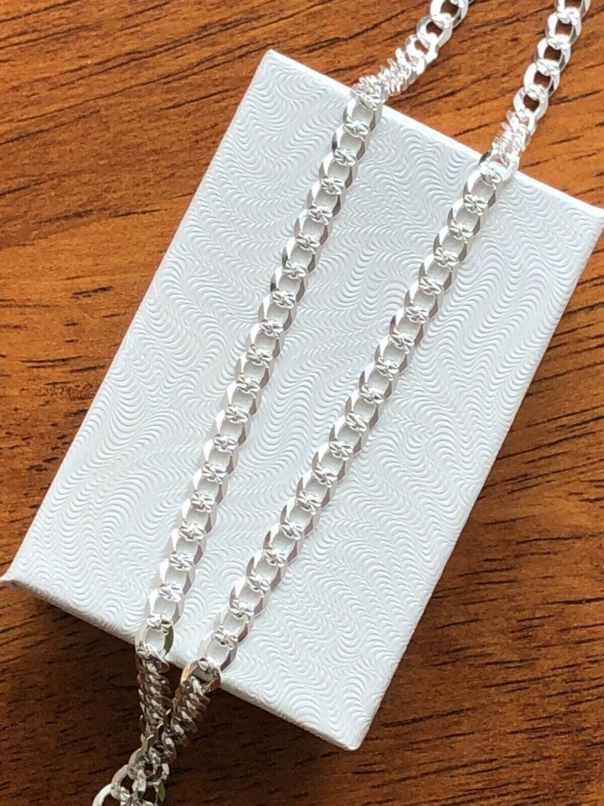 Solid Sterling Silver 925 Cuban Curb Link Chain Necklace Men Women 24″ 4mm
