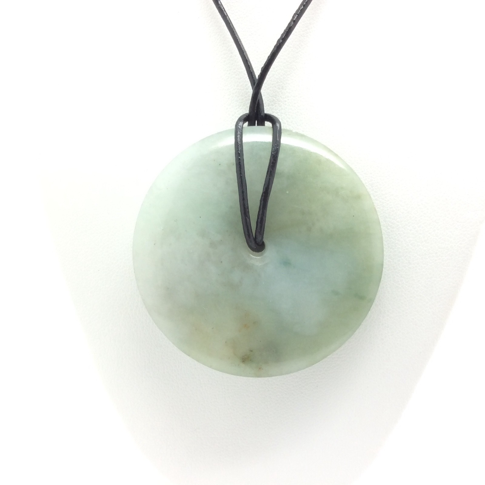 Burma Jade Pendant Large Bi Disk Green Jadeite Jade Stone Necklace Myanmar #18