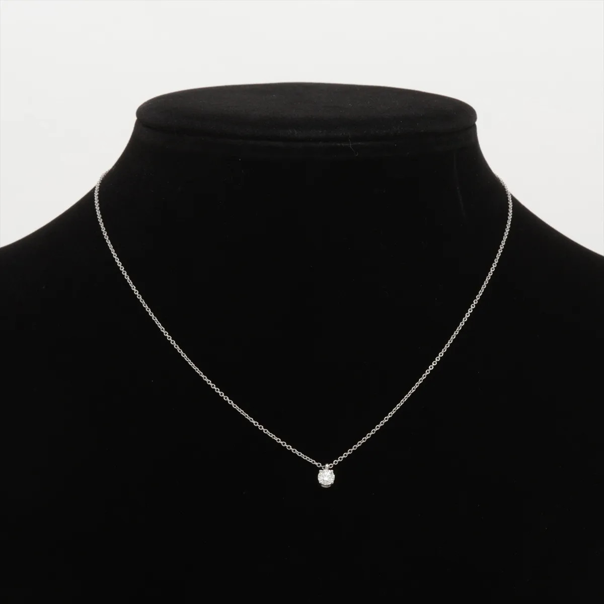 Tiffany Solitaire diamond Necklace Pt950 2.4g 0.28 G VS1 3EX NONE