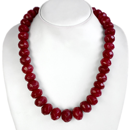 GENUINE ELEGANT PRECIOUS 800.00 CTS NATURAL ENHANCED RUBY BEADS NECKLACE (RS)
