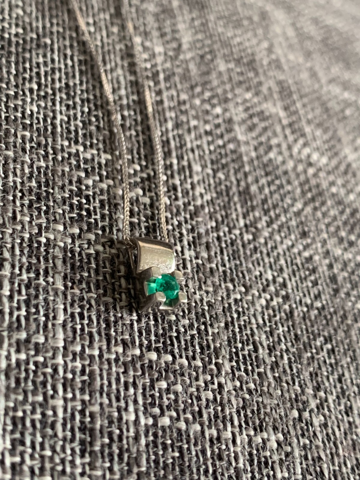 18K Solid White Gold Colombian Emerald Pendant