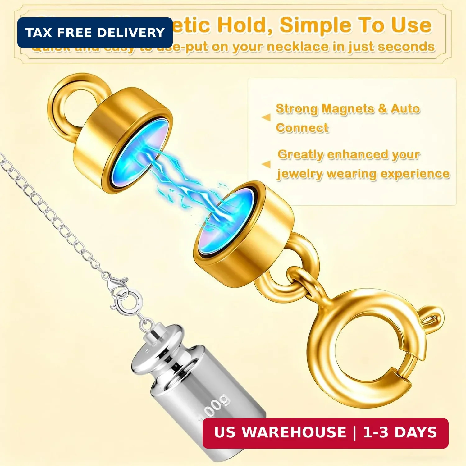 14K Gold and Silver Magnetic Necklace Clasps and Closures, 20 Pcs 3 Styles | 14K