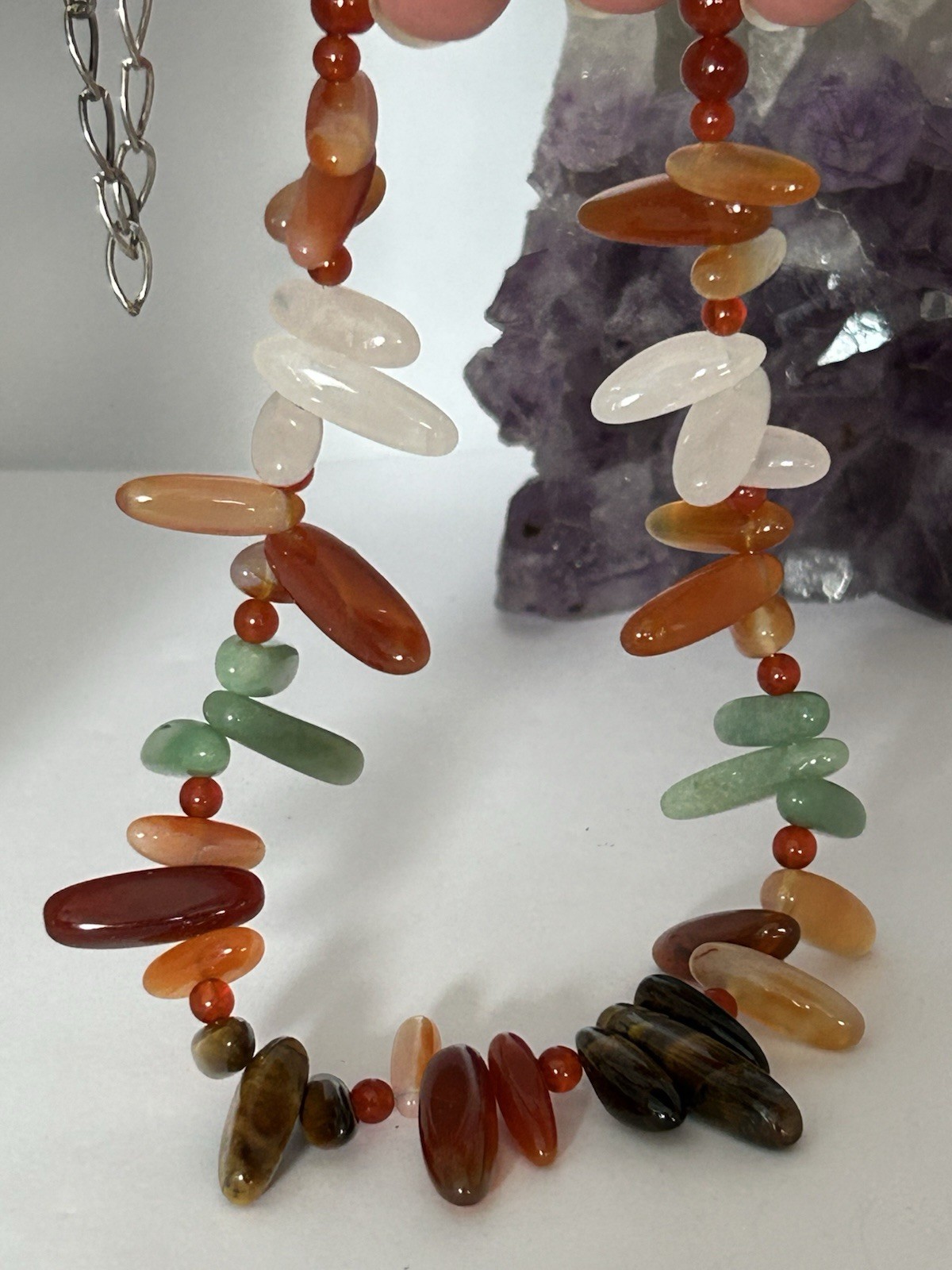 Jay King DTR China / Sterling Silver hook clasp / Multi Stone Necklace 21.5”