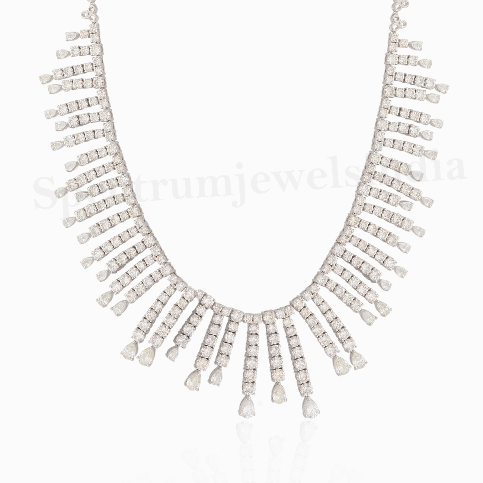 Lab Grown CVD Diamond Collar Necklace 14k White Gold Birthday Gift 21.30 Ct