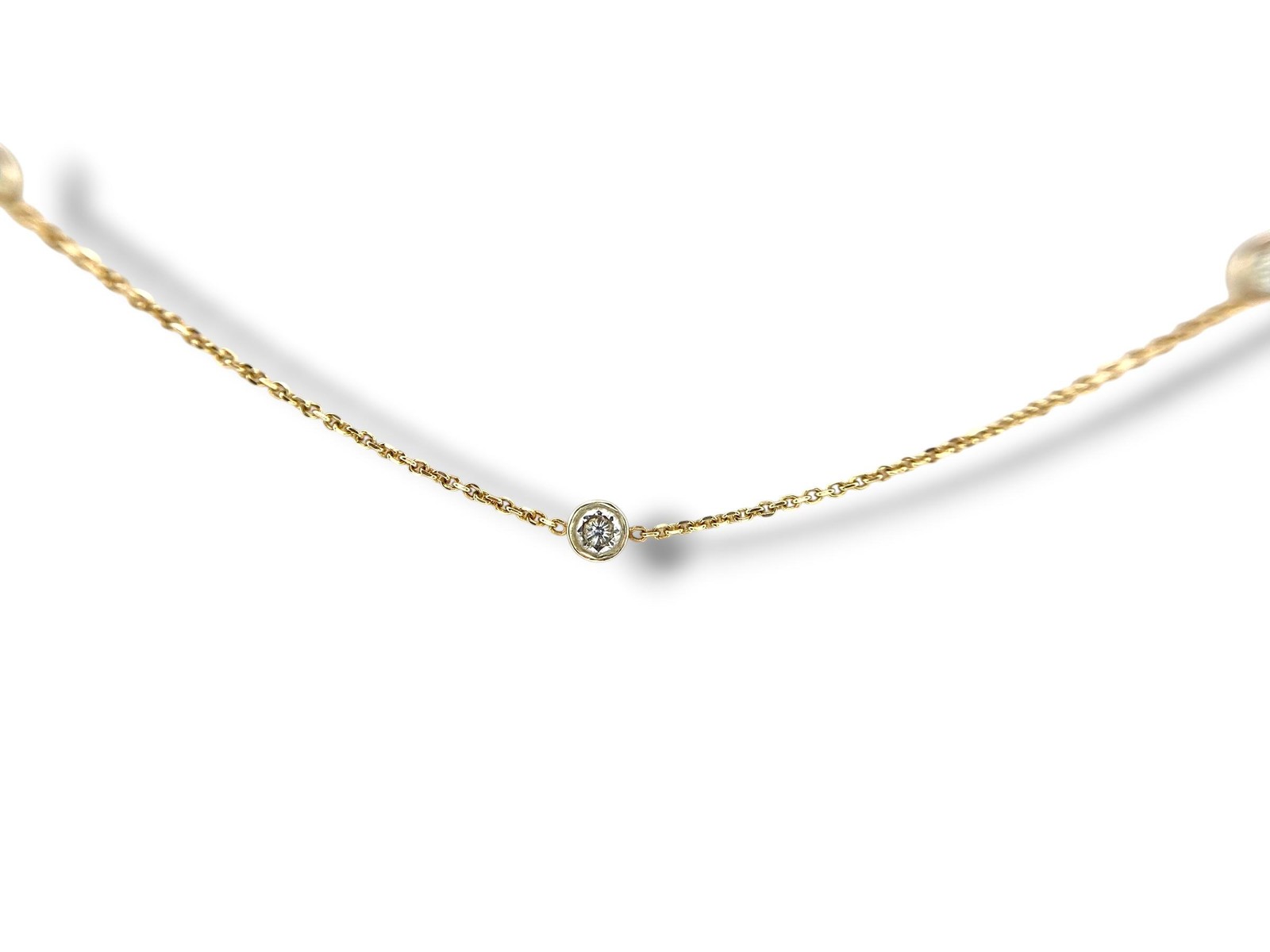 Vintage 14K Yellow Gold 1.00 CTW Natural Diamond By The Yard Station Necklace