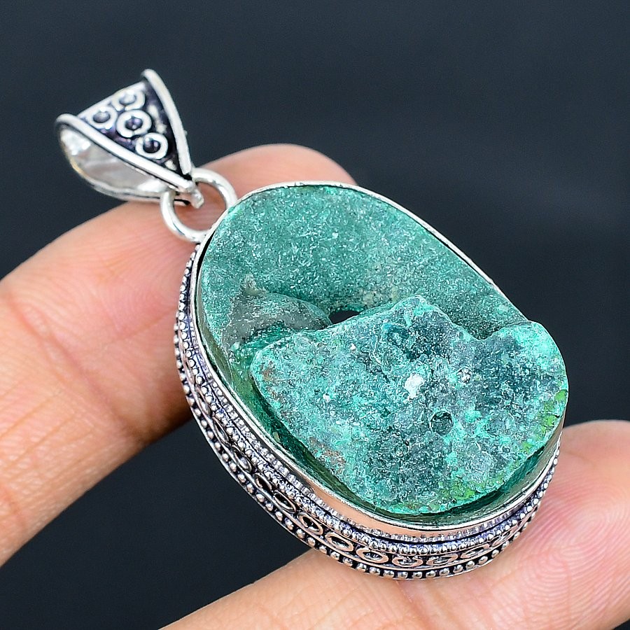 Malachite Rough Handmade 925 Sterling Silver Jewelry Pendant 1.96″