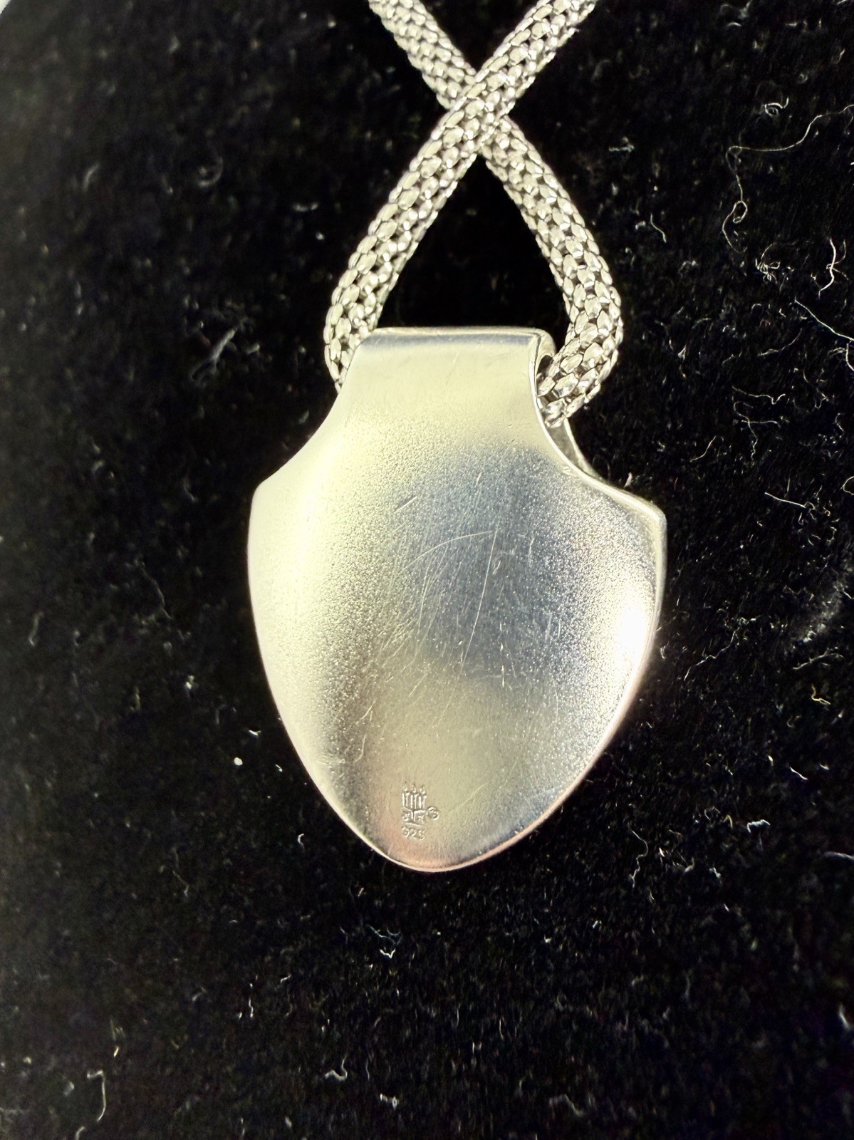 JAMES AVERY Sterling Silver Shield Faith Cross Pendant Popcorn Necklace; RETIRED