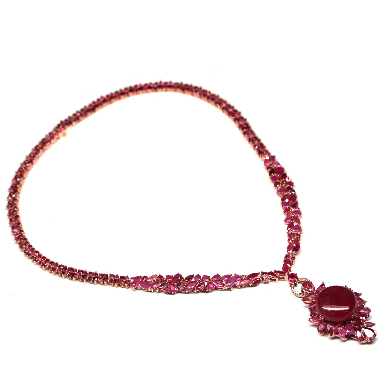 925 Silver Ruby Tourmaline Topaz Rhodolite Garnet..Pendant/Necklace 16.5 in