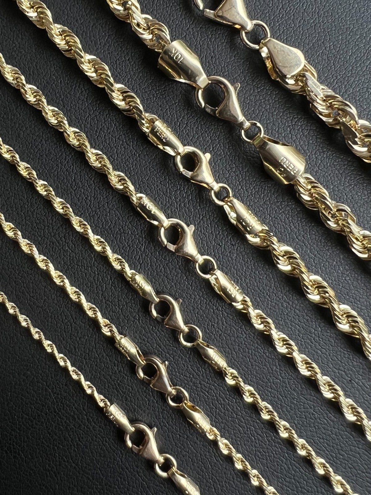 Men’s Women’s Real 10k Yellow Gold Solid Rope Chain Necklace 1.5mm-6mm