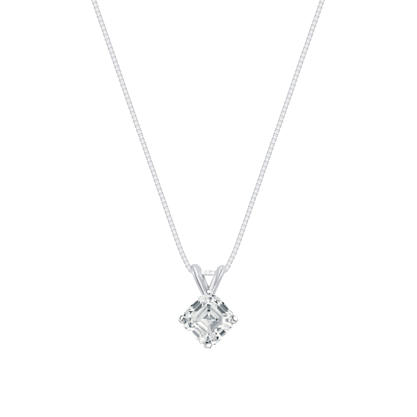 1/2 Ct Turned Asscher Lab Created Grown Diamond Necklace 14K White Gold E/VS